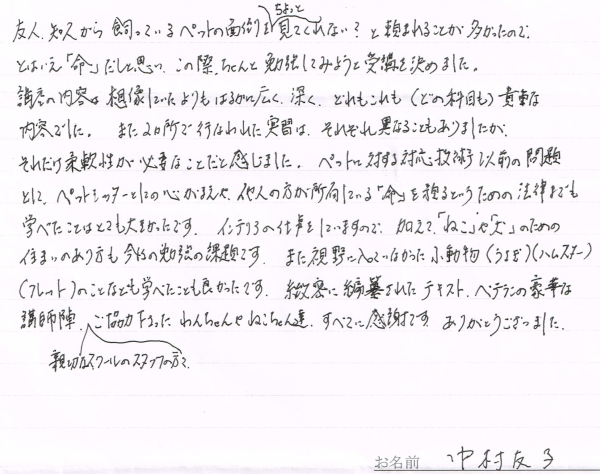 手書きのコメント画像
