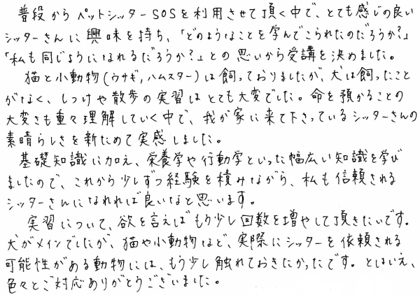 手書きのコメント画像